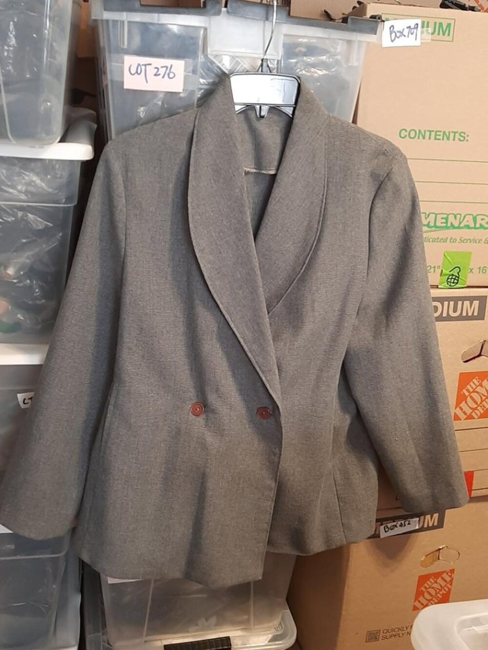 Vintage Grey Double Breasted Blazers W Shawl Collar Size M